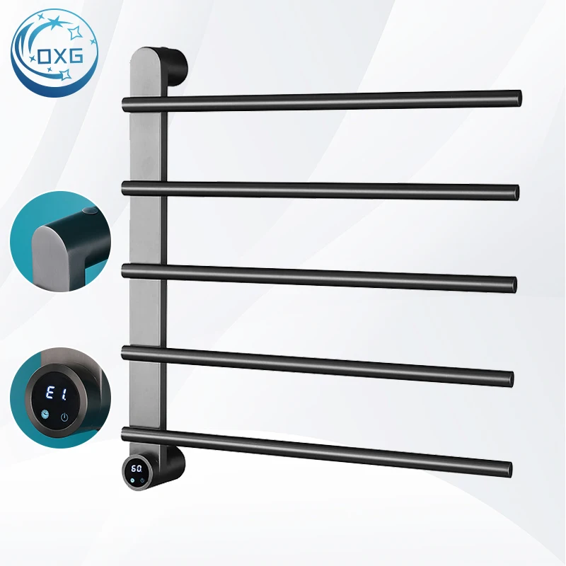 OXG ชั้นวางผ้าเช็ดตัวไฟฟ้าที่ใส่ผ้าเช็ดตัวทําความร้อนเหมาะสําหรับห้องน้ําราวแขวนผ้าเช็ดตัวแบบอุ่นตัวจับเวลาในตัวเครื่องอุ่นผ้าเช็ดตัวแบบอุ่น 1
