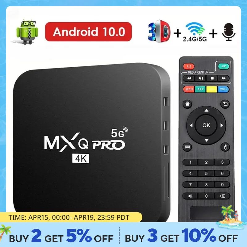 New Smart TV Box MXQ-PRO 4K HD Android 10.0 Smart TV Box 2.4/5G Dual-WIFI 3D Video Media Player Home Theater TV Set-top Box