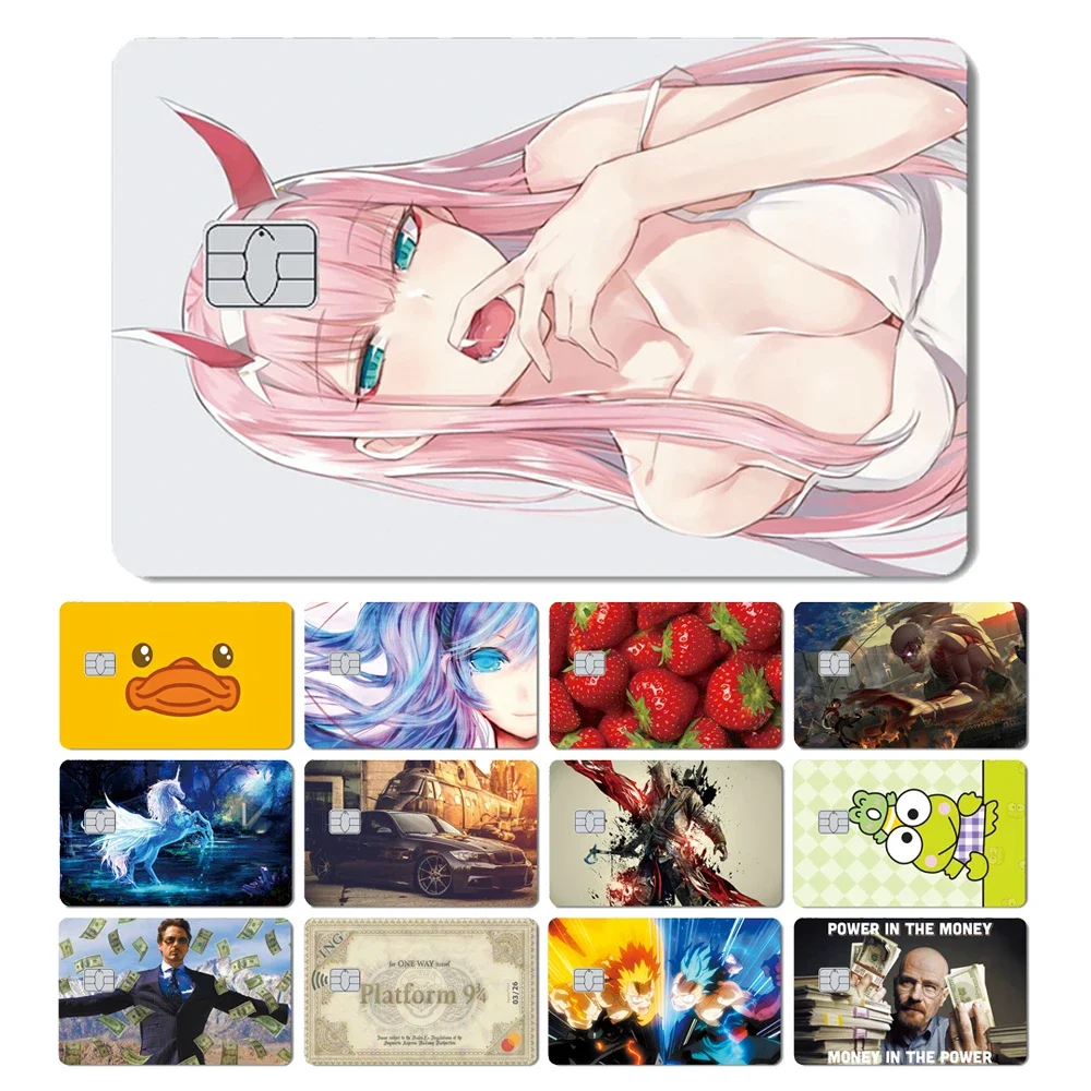 

2024 New Arrival Strewberry Lion Dog Cartoon Anime Cool Car PVC Sticker Skin Film for Credit Debit Bus Card Front Side