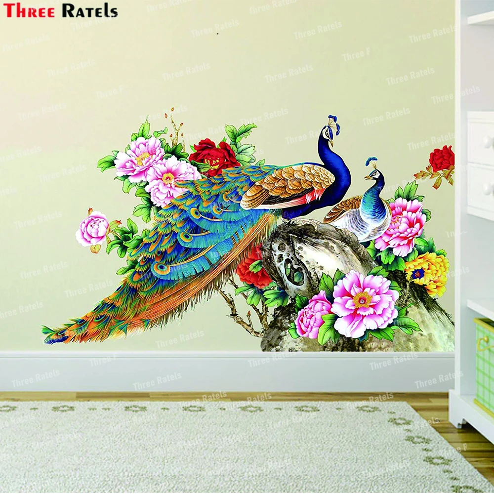 

Three Ratels K815 Decals Design Peacock Birds Nature Wall Sticker PVC Vinyl Material For Living Room Bedroom Decoration