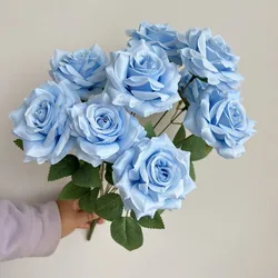 Diamond Roses Bouquet - Elegant Artificial Flowers for Home and Wedding Decor (Light blue)