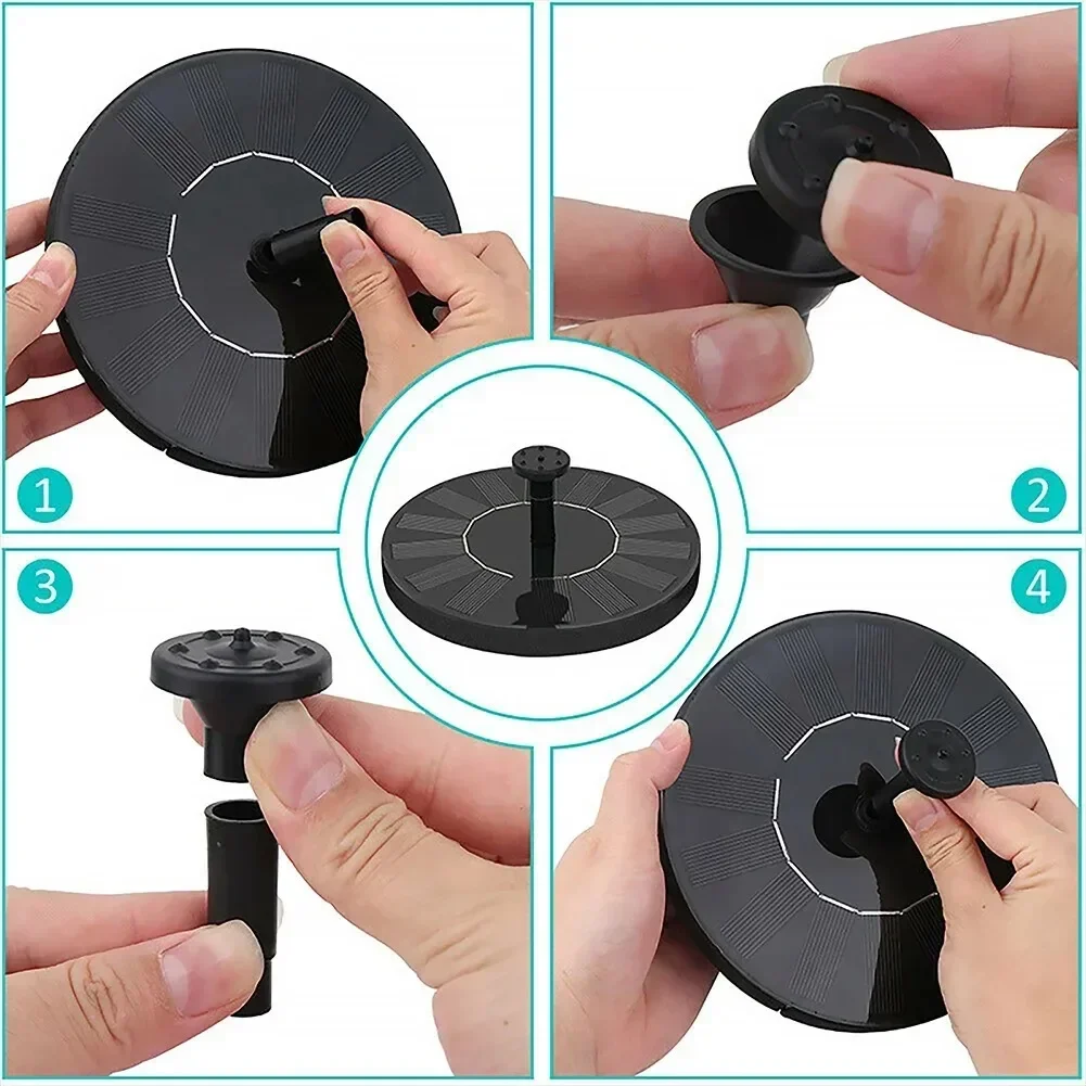 Solar Fountain Pump Solar Panel 16cm Floating Outdoor 8 Nozzles Garden Pond Bird Bath Pool Water Fountain Decor No Electricity