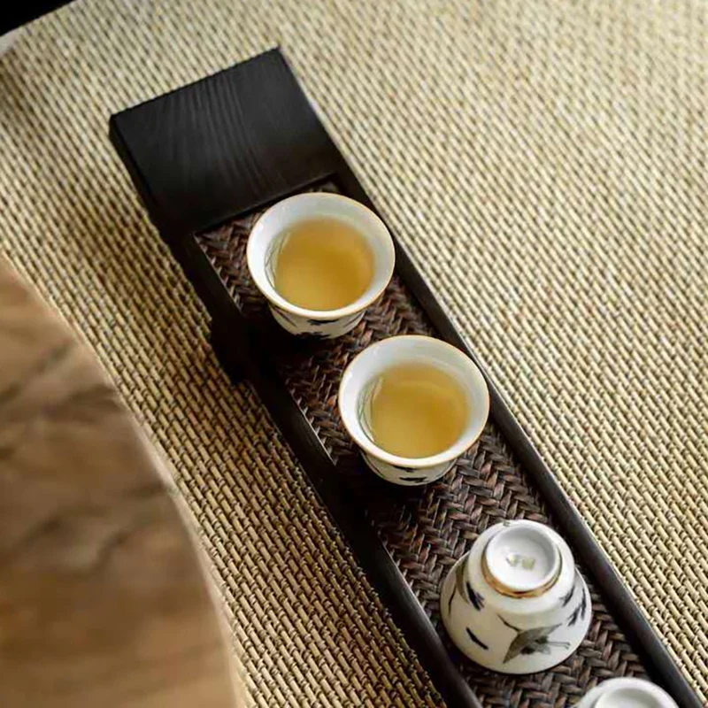 

1Pcs Paulownia Cup Holder Bamboo Teacup Mat Tea Cup Tray Retro High Leg Tea Table Tea Table Kung Fu Tea Set Wood Tray
