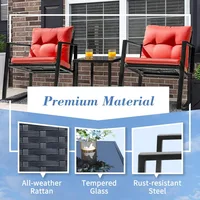 3 Pieces Patio Furniture Set Rocking Wicker Bistro Sets Modern Outdoor Rocking Chair Furniture Sets Clearance Cushioned 2