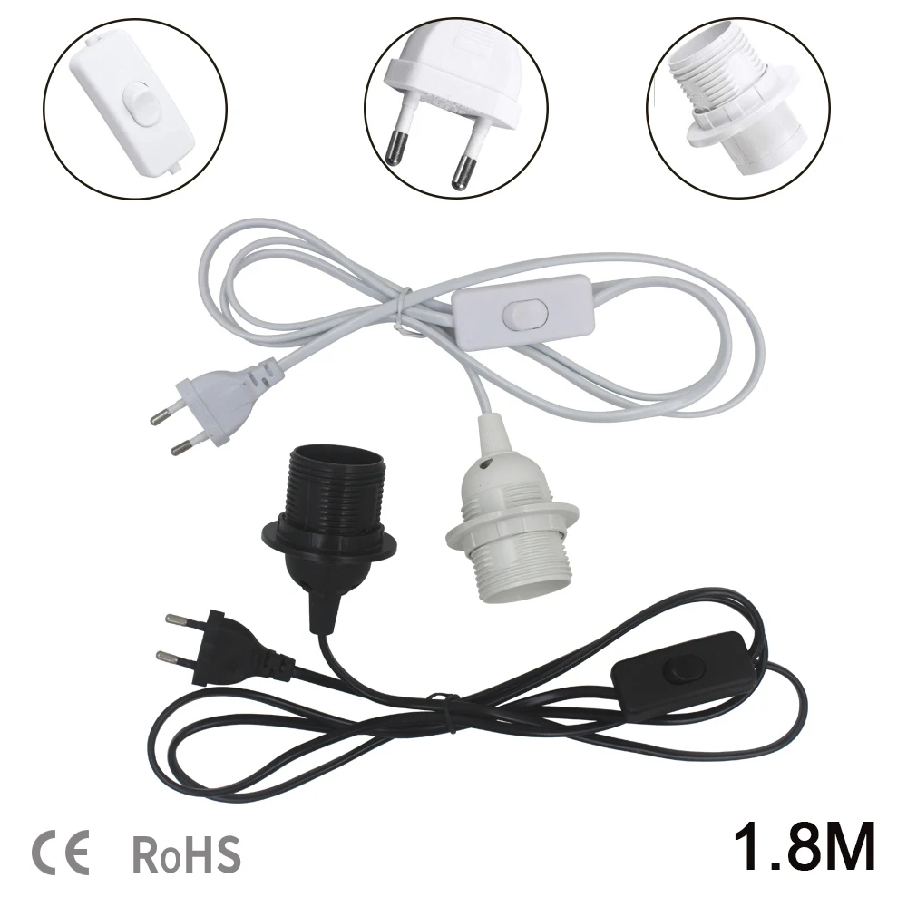 3.5m E27 Lamp Base Holder Power Cord Cable EU Hanging Pendant LED Light Fixture Lamp Bulbs Socket Cord Adapters With Switch 220V temperature controller socket ac 220v digital thermostat regulator temperature controller socket 1 5m cord switch timing socket