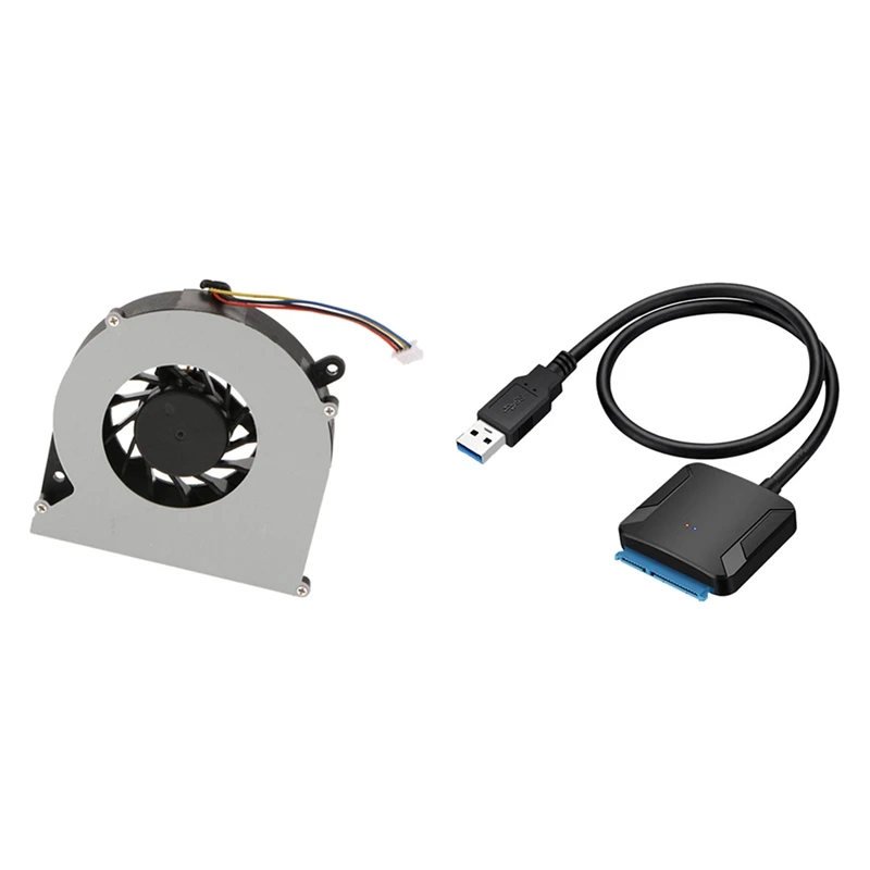 1 Pcs CPU Cooling Fan Fit 4Pin & 1 Pcs USB 3.0 To Sata Adapter