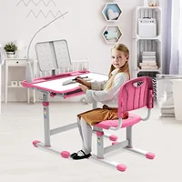 Kids Desk and Chair Set Multi Functional Kids Study Desk for Kids School Desk with Tiltable Desktop, 3 Modes Light, Bi 2