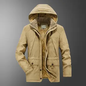 Chaqueta larga gruesa de invierno para hombre, abrigo con capucha, Parkas  informales para hombre, abrigo cálido sólido, chaquetas