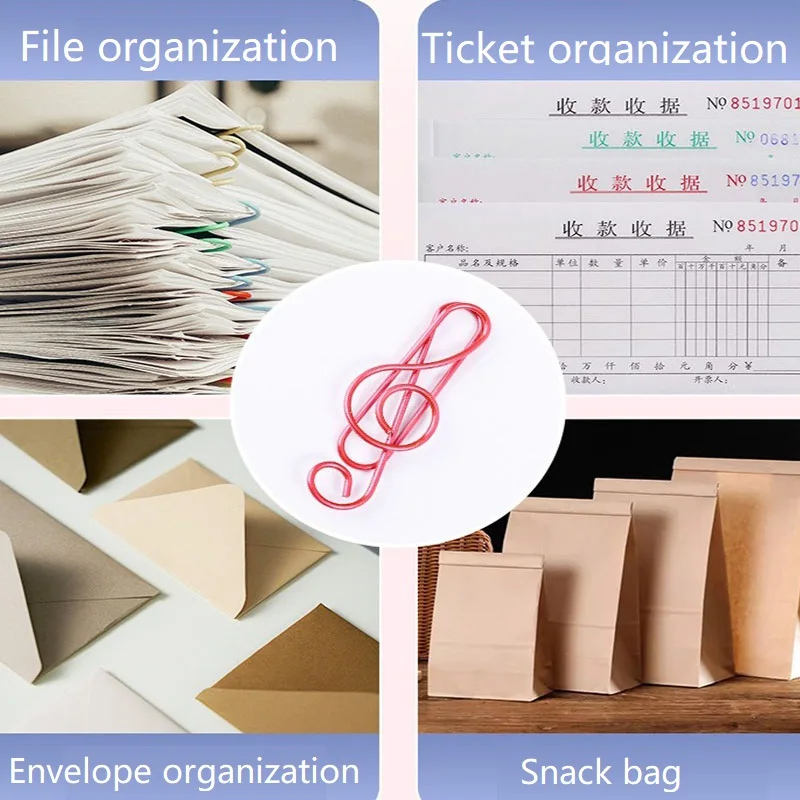 20 PCS Music Paper Clip Metal Office Cute Binder Kawaii Stationery Clip Paper Clips Cute Decorative Clips