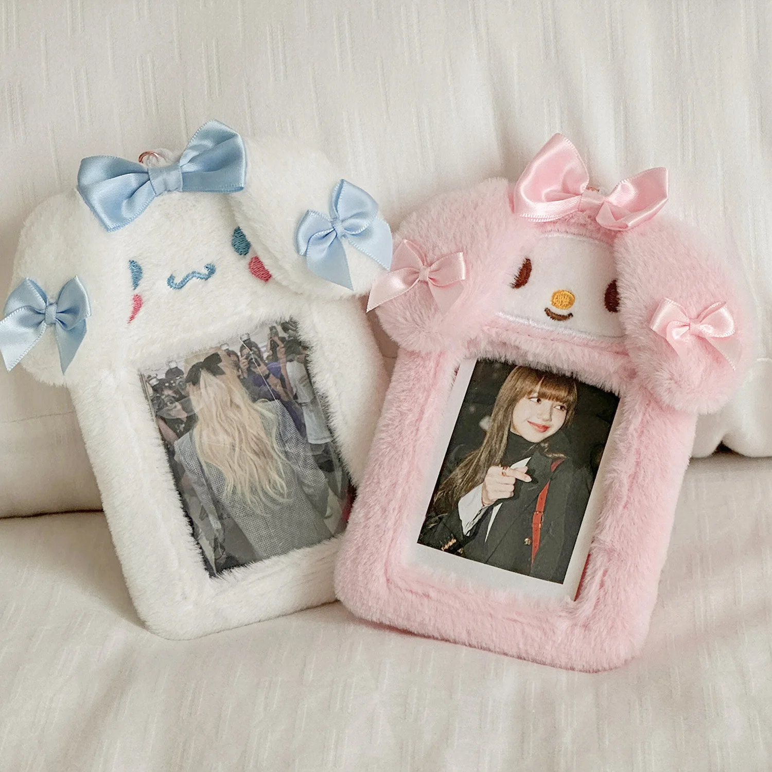 Sanrio Plush Card Holder Cute Cartoon My Melody Cinnamoroll Student Id Card Access Card Bus Card Protective Cover Pendant Gift checkerboard a5 kpop idol photocard binder hard cover loose leaf photo card holder 6 hole book jacket collection book