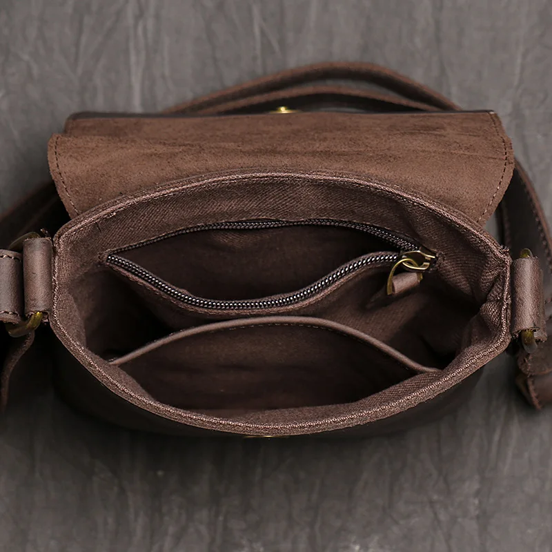 Messenger Bag Nesitu Vintage Brown Black Genuine Crazy Horse Leather Small Women Men For ipad mini mens messenger bag women messenger bag