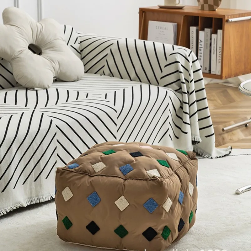 Furniture Short Stool Home Creative Futon Small Stool for Living Room Sofa Square Leisure Tatami Sitting Cushion