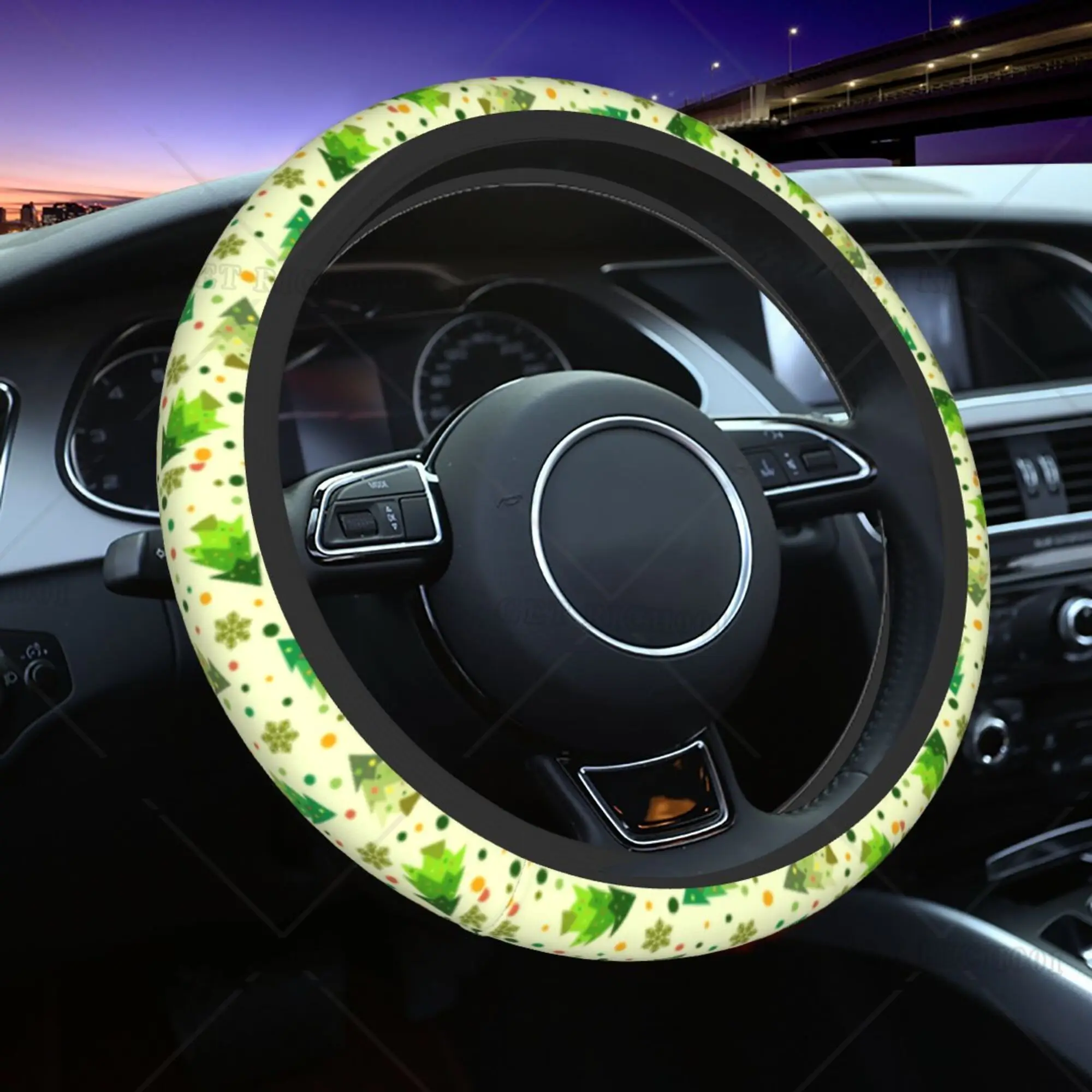 

Christmas Tree Car Steering Wheel Cover Car Decoration Accessories Holiday Decor Interior for Men Women Car SUV Sedan Most Car