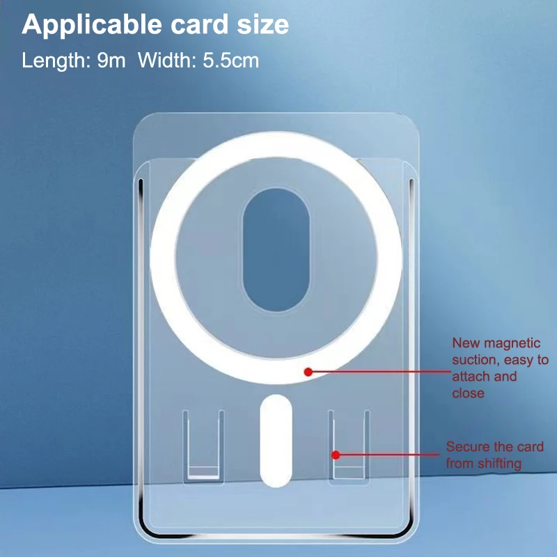 Frosted Transparent Magnetic Card Holder with Adhesive Backing