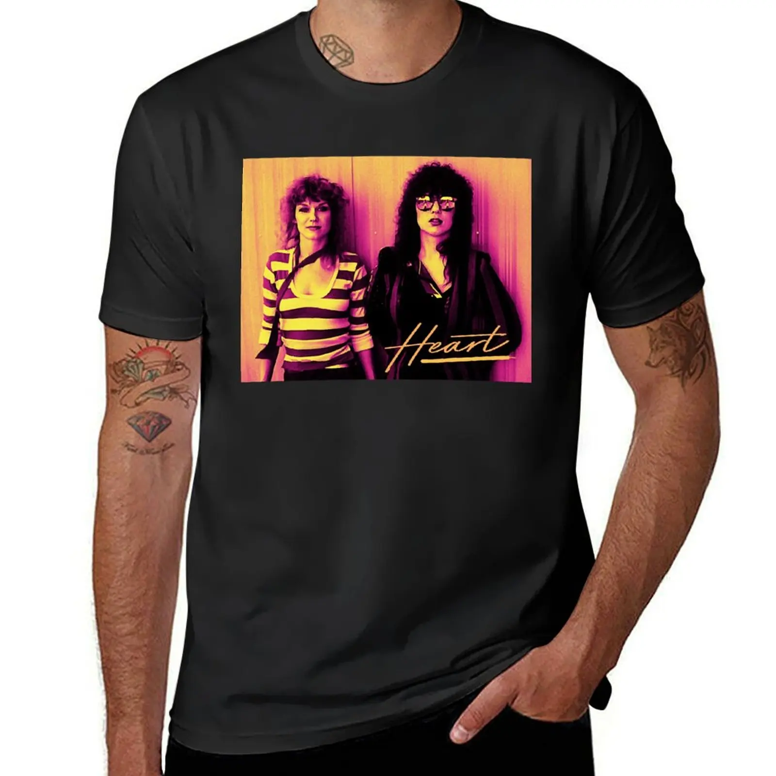 

Heart band 80s aesthetic T-Shirt graphics customs design your own mens clothing