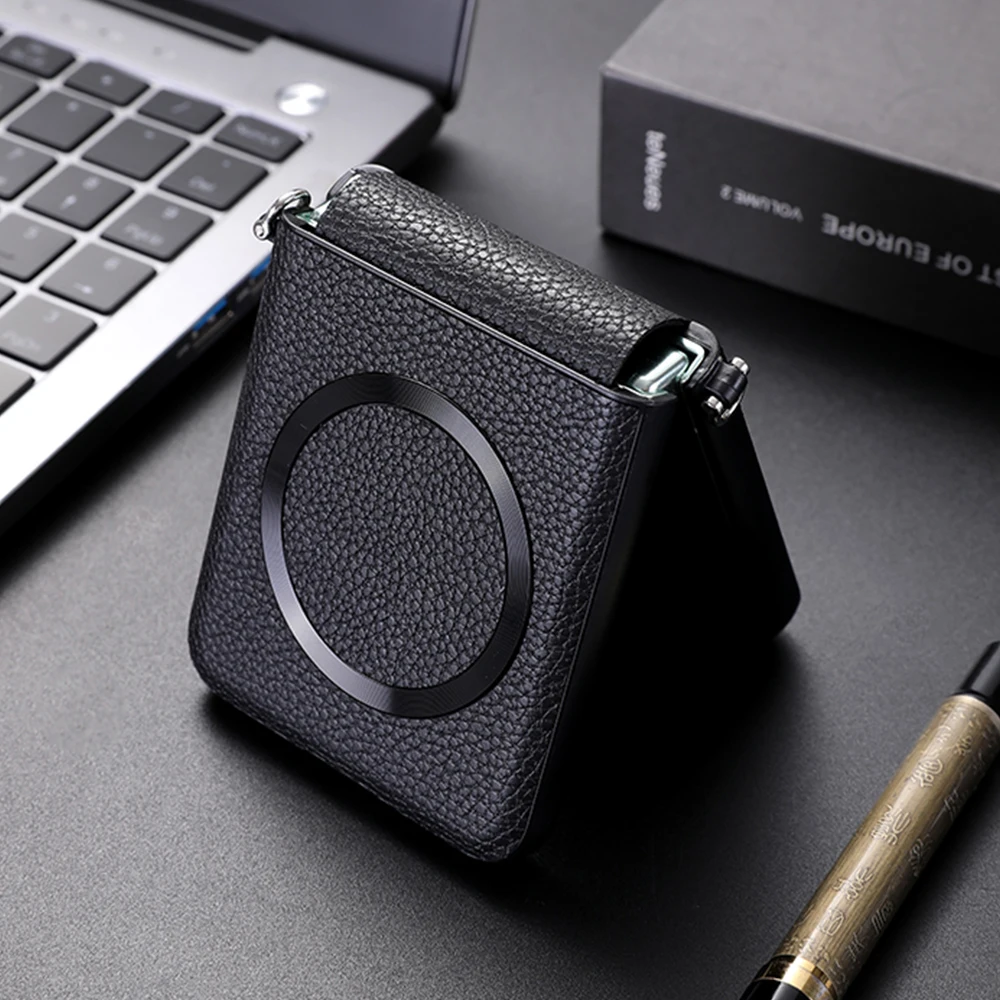 Magnetic Litchi Leather Wireless Charging Case