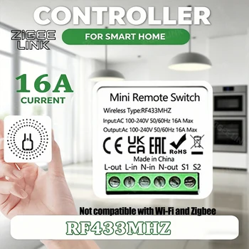Interruttori Intelligenti 16A con Telecomando RF 433 Mhz, Modulo Wireless per Domotica, Controllo a 2 Vie per Lampade LED