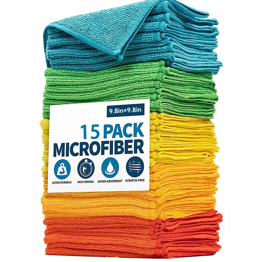5pcs/lot Microfiber Cleaning Cloths Ultra-fine Fiber Kitchen Dishwashing 25*25cm Water-absorbent Scouring Car Cleaning Cloth