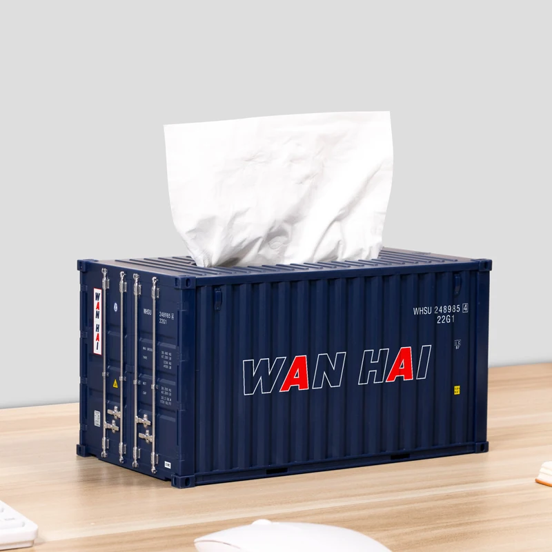 diecast truck Shipping Container Model Tissue Boxes Desktop Paper Holder Storage Napkin Case Organizer Ornament Craft Diecast Container Box toy boats Diecasts & Toy Vehicles