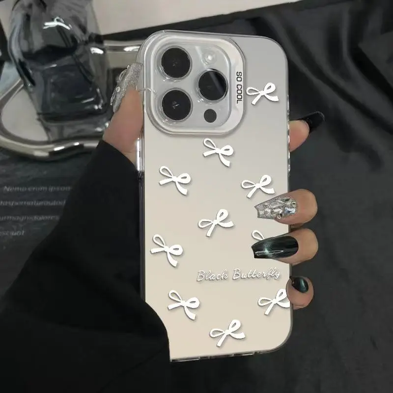 Cute Pink Stripe Bow Bowknot Laser Cartoon Luxury Phone Case