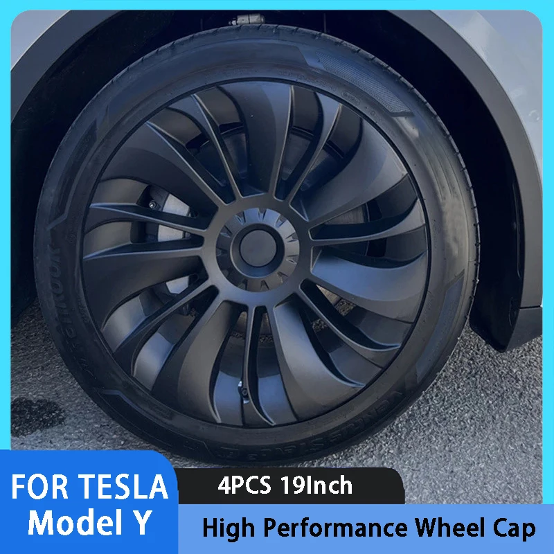

4PCS Hub Cap Performance Replacement Wheel Cap for Tesla Model Y 2018-2023 Automobile 19 Inch Hubcap Full Rim Cover Accessories