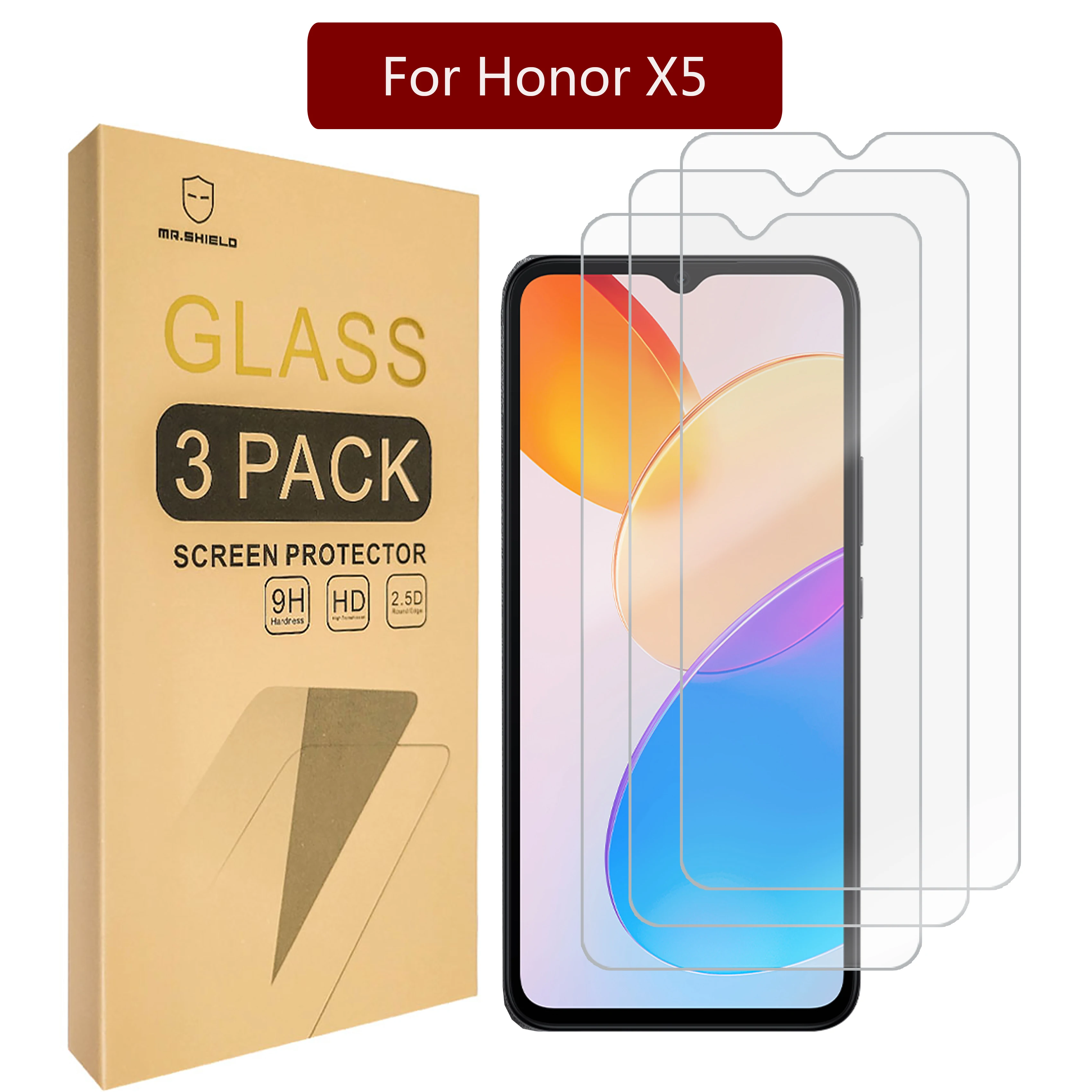 

Mr. Защитный экран совместим с Honor X5 [закаленное стекло] [в 3 упаковках] [Японское стекло твердости 9H]