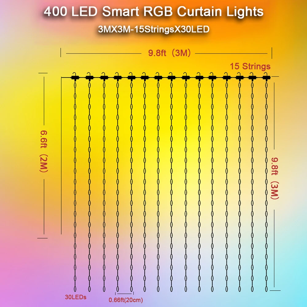 Description Picture 6 of itemNew arrival Intelligent Bluetooth RGB Phantom Curtain Light Decorative Light String DIY Festival Atmosphere Light