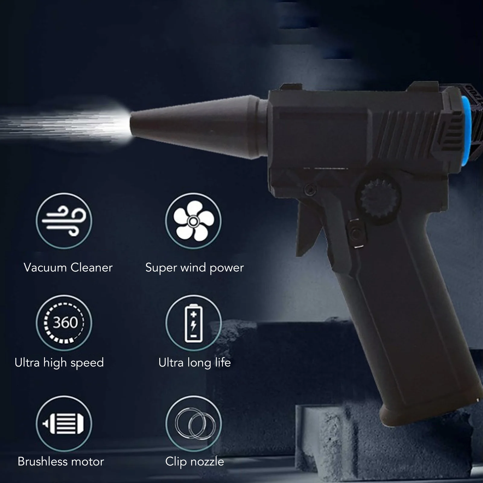 Electric Dust Collector Blowers, Electric Air Duster Multifunctional Efficient 200000RPM Stepless Speed Type C QC15W Fast Charge