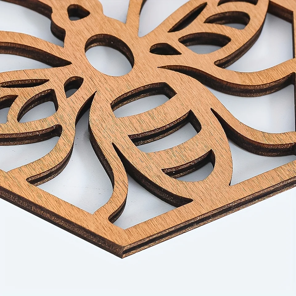 2 pz tazza di legno sottobicchieri animale ape tovagliette tè tazza da caffè tovaglietta bevanda Pad resistente al calore decorazioni per la casa accessori da cucina  15