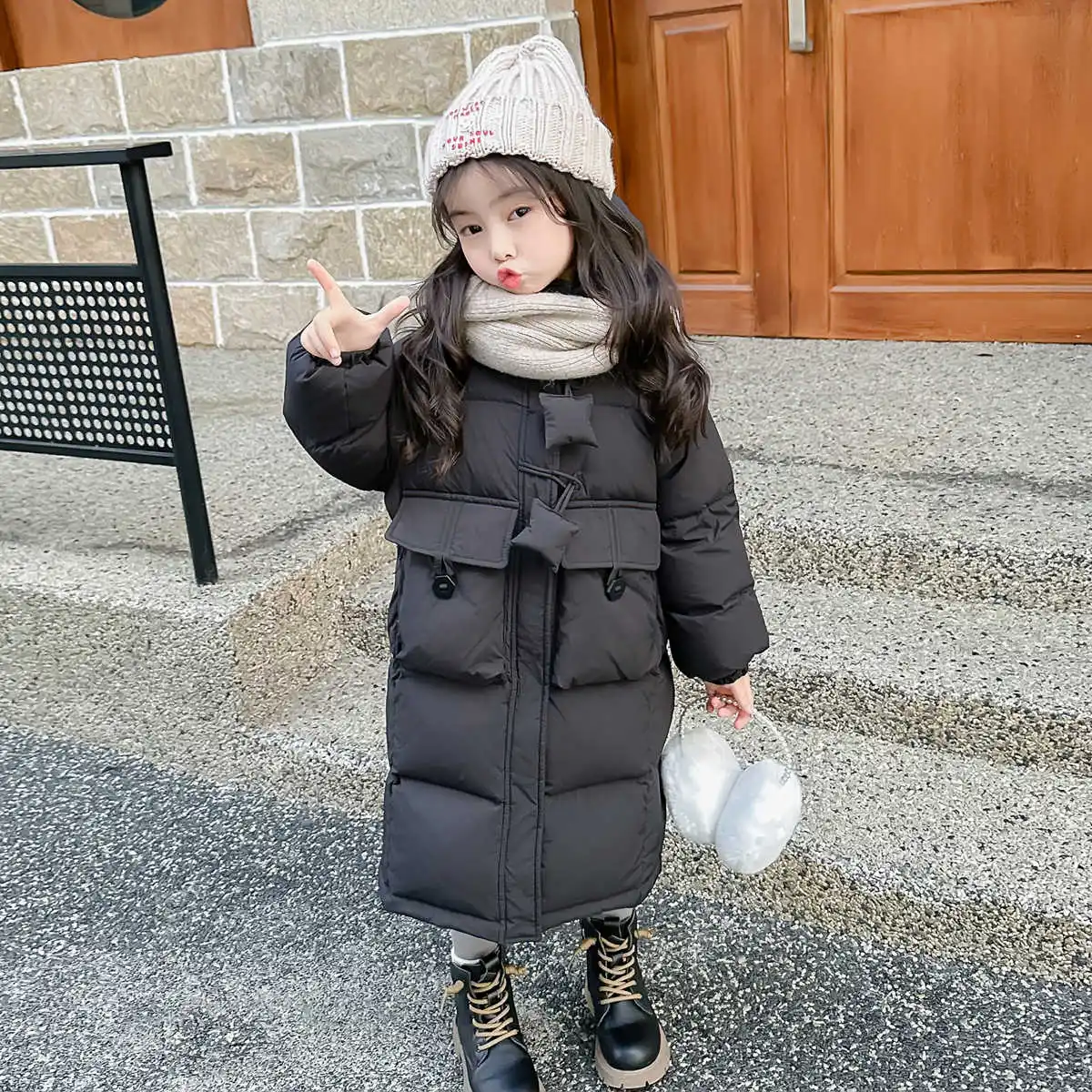 Children Extra Long Coat Winter Girls Clothing Warm Down Jacket