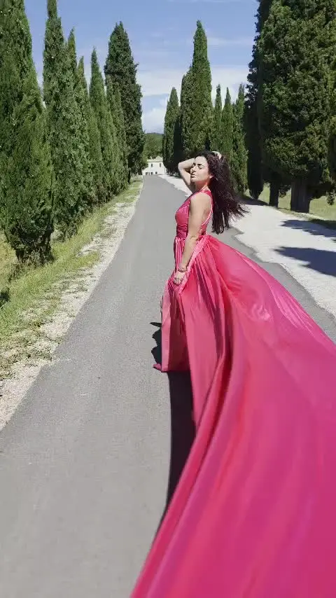 ROSES Red Elegant Stain Prom Dress Sleeveless Formal Gown Backless Trumpet V-Neck Pleats Party Dress for Woman 프롬 드레스 Customized Image 2