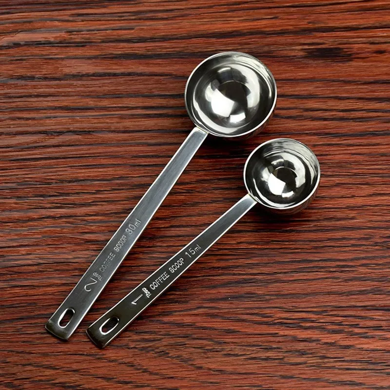 Description Picture 3 of item1Pc Stainless Steel Coffee Scoop 15ml 30ml Measuring Scoop Spoon Long Handled Metal Measure Spoon Coffee Tea Tools Accessories