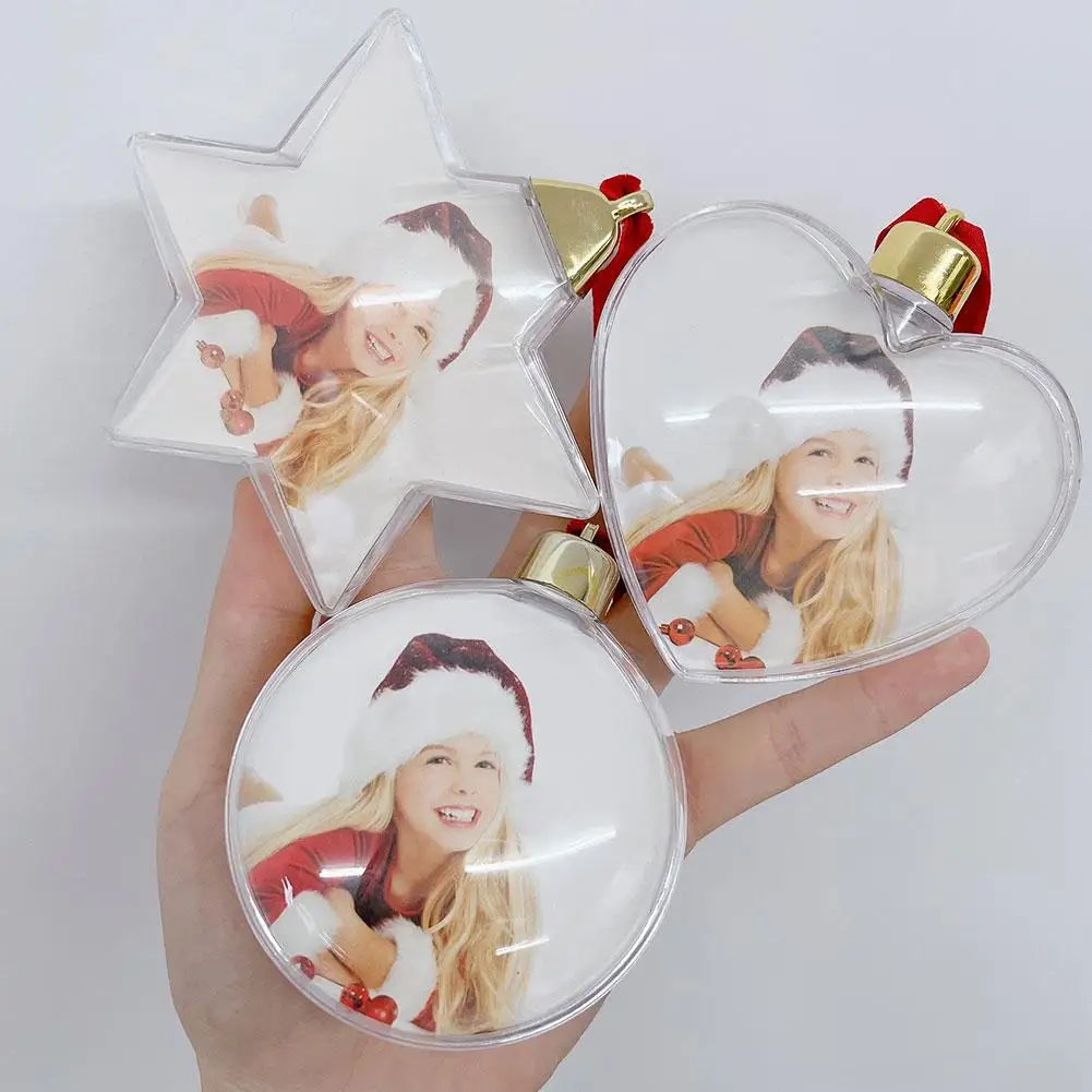 Christmas Transparent Photo Ball Festive Personalize Gift DIY Christmas Tree Pendant Decorations Photo Ball Clip