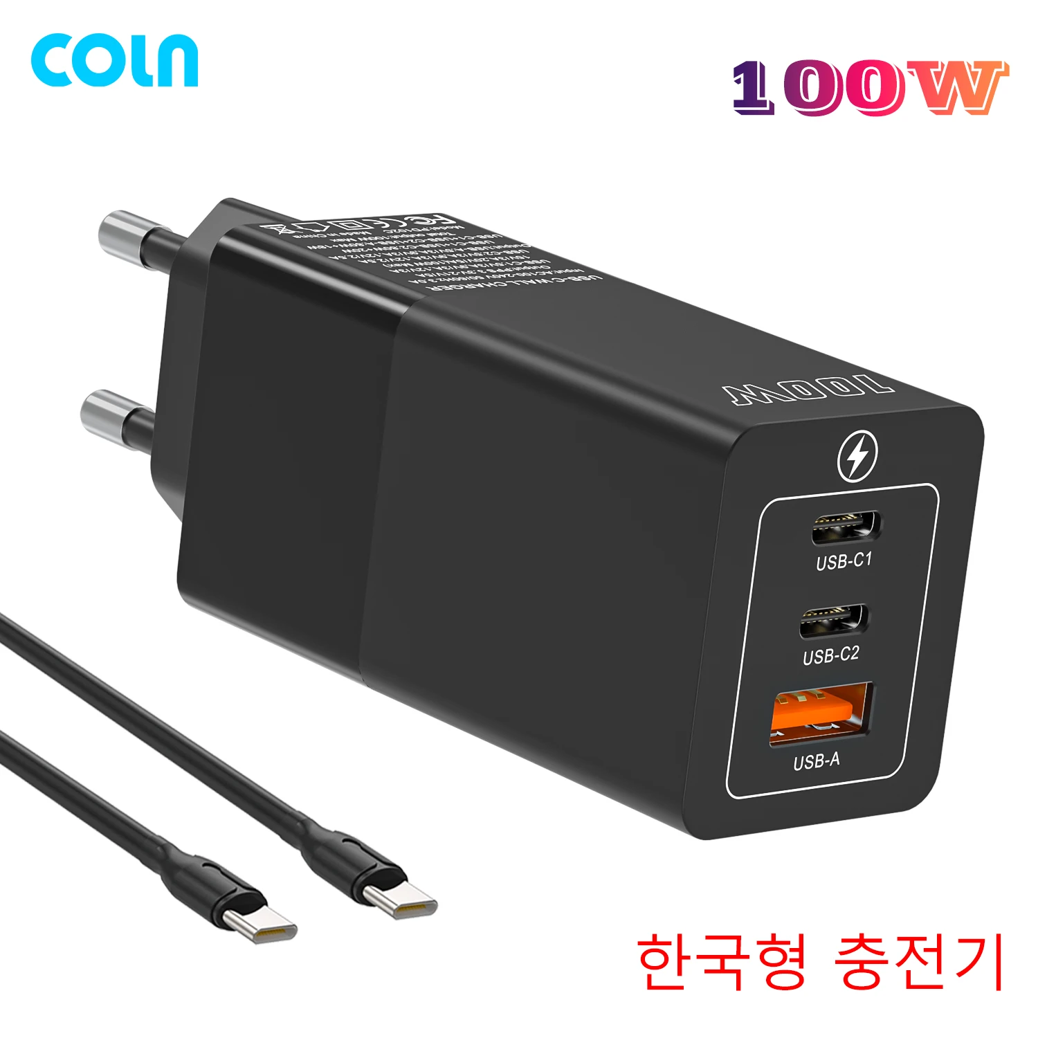 

PD 100W USB C GaN Charger Coln 3 Port 100W Type-C Fast Charger Power Adapter PPS 45W for Macbook Laptops iphone Samsung S23Ultra