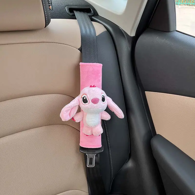 Stitch Angel New Cartoon Plush Doll Toy Car Decoration for Male and Female Couples Soft and Comfortable Seat Belt Shoulder Cover