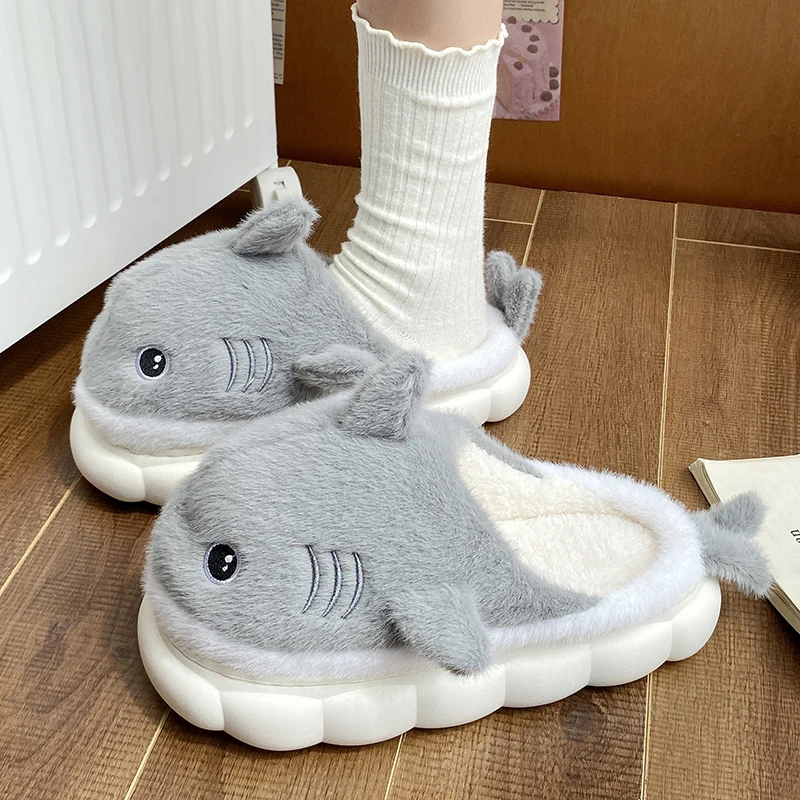 2025 New His & Hers Whale Slippers Cozy Winter Plush Cotton House Shoes for Indoor Use