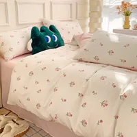 Ensemble de fil à tricoter double couche tricoté et lavé en 3 pièces, comprenant une housse de couette et une paire de taies d'oreiller 3