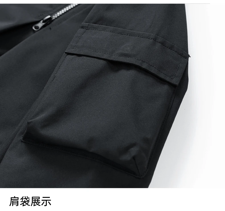 Description Picture 4 of itemMen Jacket Coat Black Windbreaker Trench Plus Size 2024 Oversize Pockets Spring Autumn Hooded Casual Male Thin Softshell Loose
