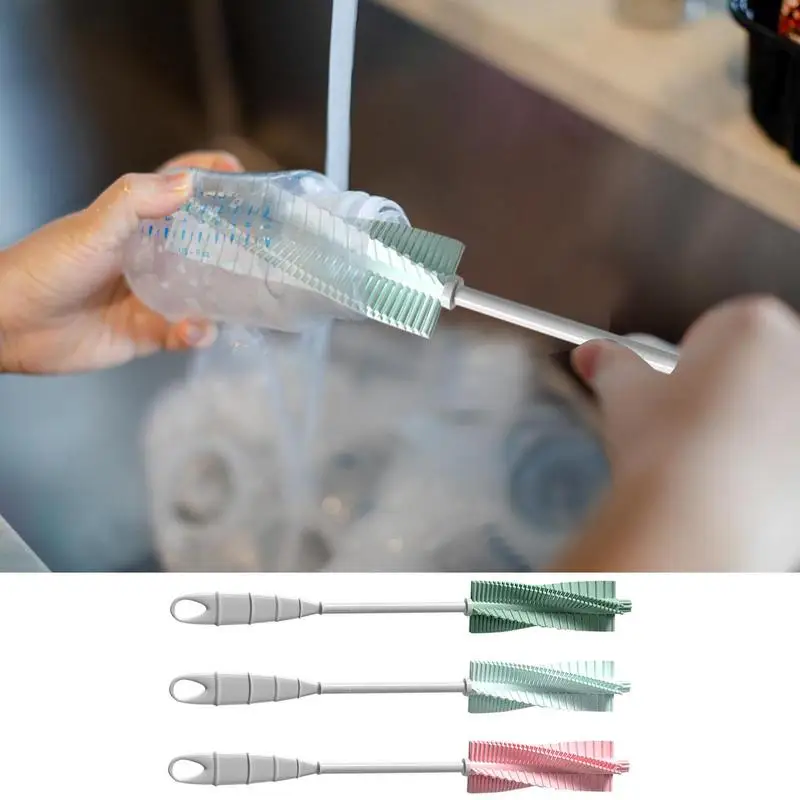 

Набор щеток для силиконовых бутылок, поворот на 360 градусов, длинная ручка, подвешиваемый дизайн, идеально подходит для очистки бутылок с водой и кухонной утвари