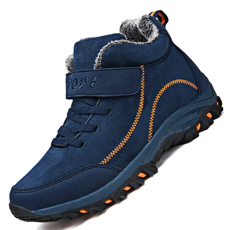Men Leather Boots Winter Men Boots Plush Leather Waterproof Sneakers Climbing Outdoor Non-slip Warm Hiking Ankle Unisex Women