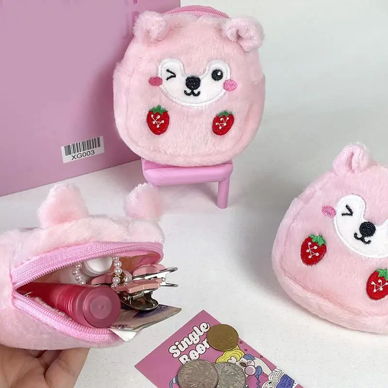 Strawberry Purse Hamster Kids Coin Purse Animal Wallet Small Coin Purse Cute Strawberry Bag Cute Coin Purse for Money Girl Kids 5
