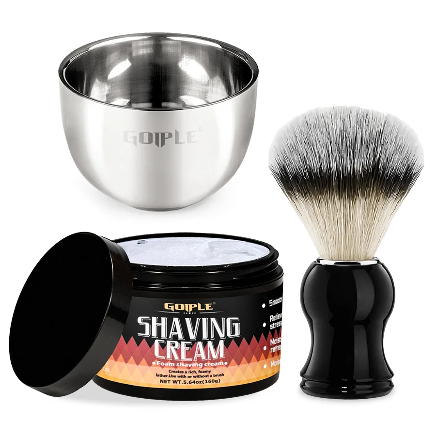 Shaving Cream Men Stainless Steel Foaming Bowl Shxdying Brush Cleansing Facial Products Manual Shave