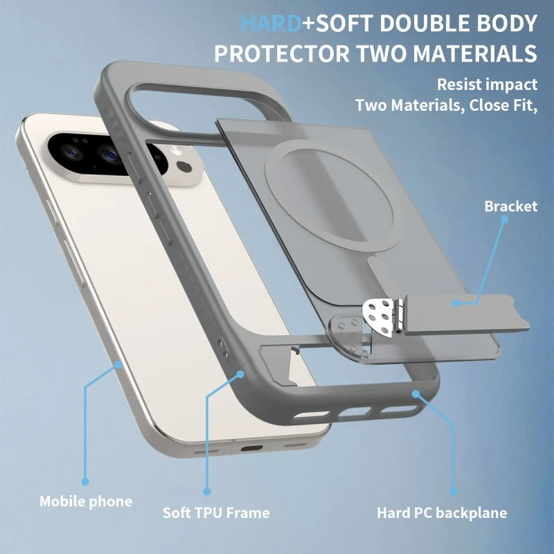 Luxury Magnetic Folding Stand Translucent Phone Case with Magsafe Wireless Charging Compatibility and Matte Armor Finish