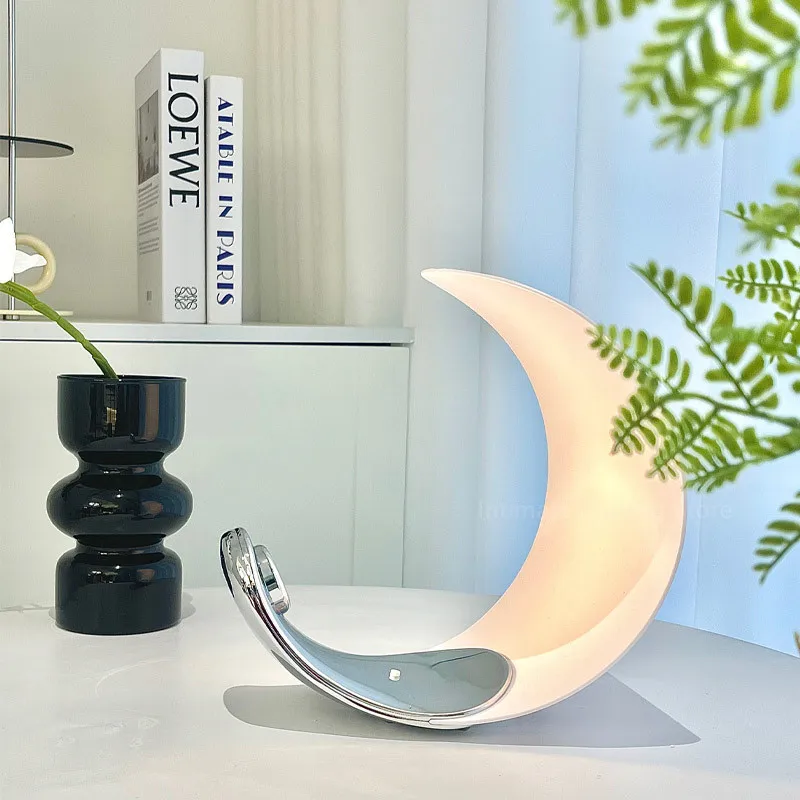 

2024 New Nordic Moon Scroll Table Lamp Bedroom, Study, Curved Table Lamp Bedside Decoration Atmosphere LED Designer Night Light