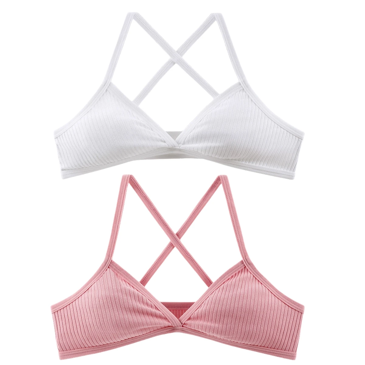 2Pcs/Set Vneck Bras For Women Push Up Bra Without Pads Sexy Lingerie Breathable Sports Bralette Wireless Seamless Underwear