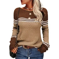 Autumn Winter New Color Blocking Sweater Women O Neck Pullover Long Sleeve Knitted Tops Female Daily Comfortable Casual Jumpers 2