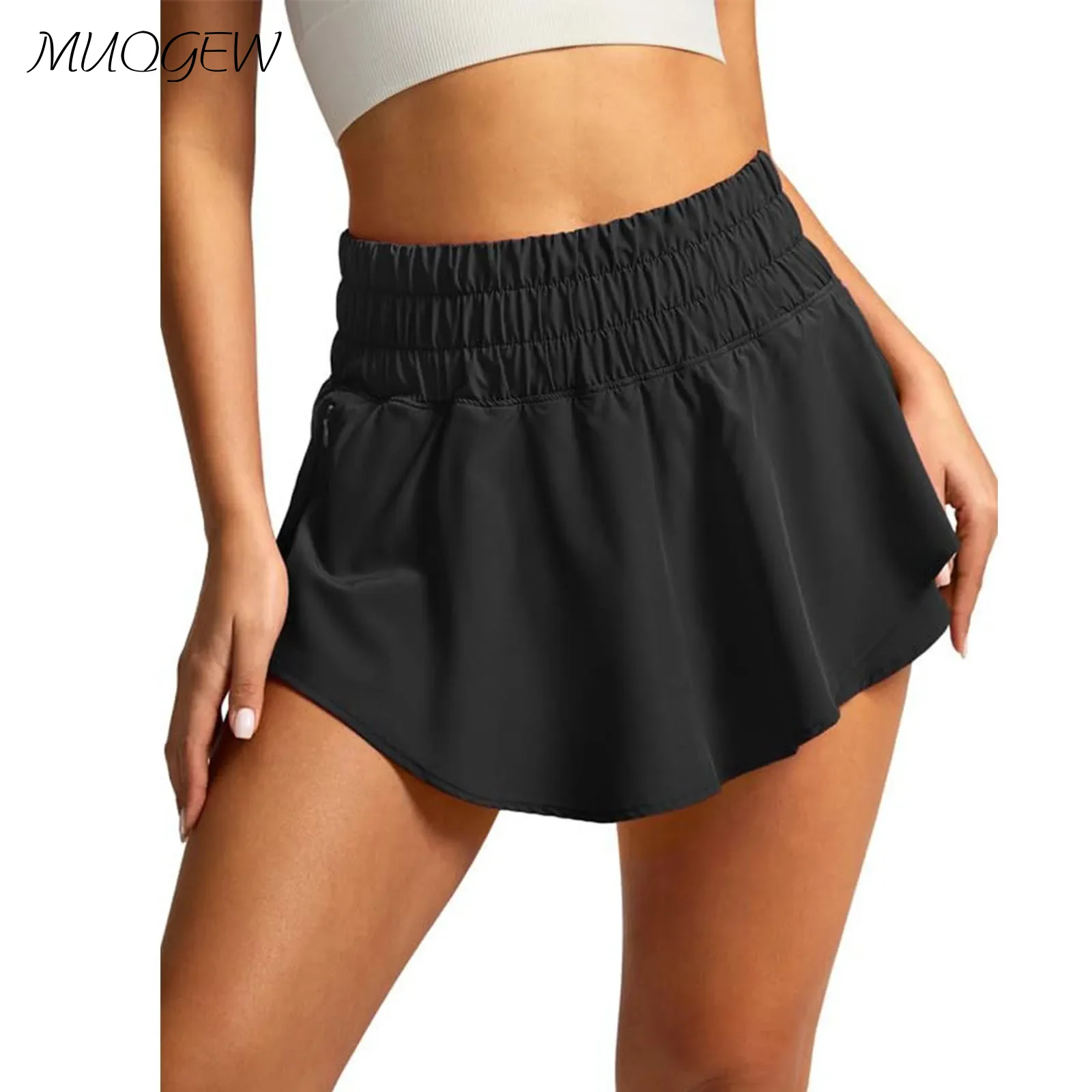 

Женские шорты с высокой талией, спортивные свободные беговые шорты для тренировок, тренажерного зала, быстросохнущая юбка, дизайнерские теннисные летние новые шорты