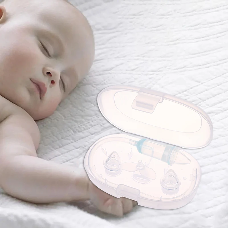 1Set New Absorption Silicone Safe Soft Tip Newborn Baby Nose Cleaner Sniffling Device Infant Vacuum Suction Nasal Aspirator baby nose cleaning tools