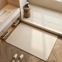 Absorbent Bath Rug Mat Bathroom Non-slip Area Bath Rug Home Decor Cream Beige Stripes Area Rugs Toilet Entrance Diatom Mud Mat 1