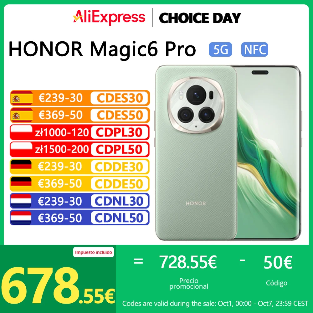 Smartfon Honor Magic6 Pro 5G 12GB RAM 512GB ROM z EU za $740.16 / ~2960zł